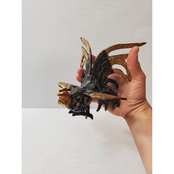 Cockerel figurine Vintage Table Decor brass Tone Metal Rooster, French V… - Picture 7 of 10